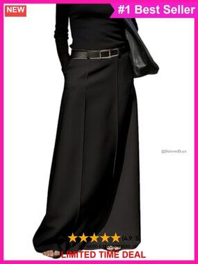 High Waist H-Line Maxi Skirt with Pockets Straight Pencil Women Long Skirt